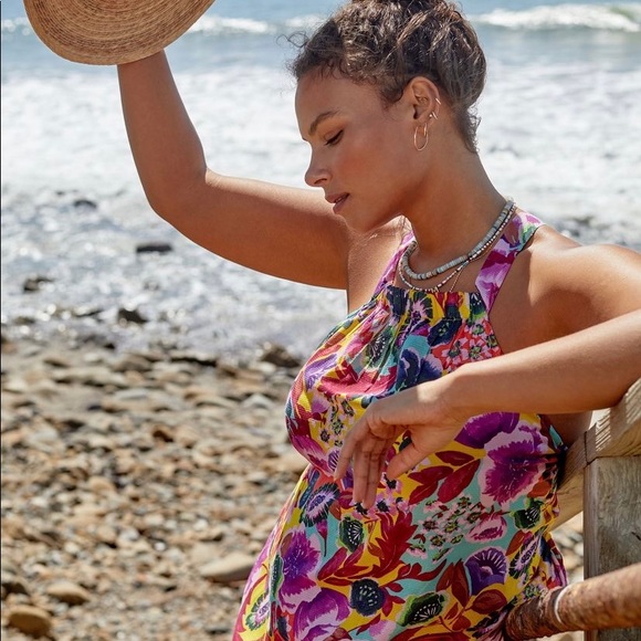 NWT ANTHROPOLOGIE PRINTED MAXI COVER UP DRESS SIZE LARGE - Picture 6 of 11